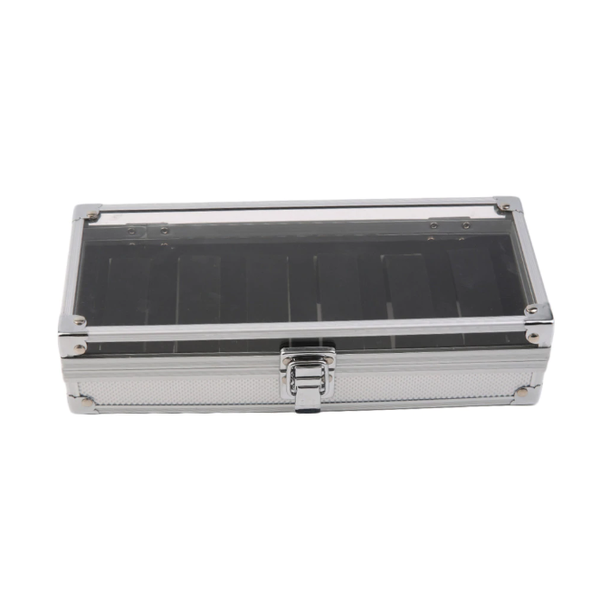 6 Grid Insert Slots Watch Storage Aluminium Case