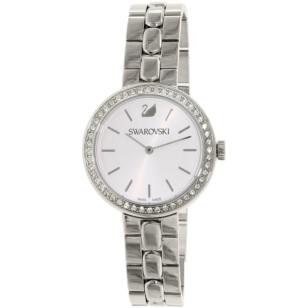 Swarovski Octea Sport Faceted Crystal Bezel White Dial Silver Steel Women's Watch 5095600