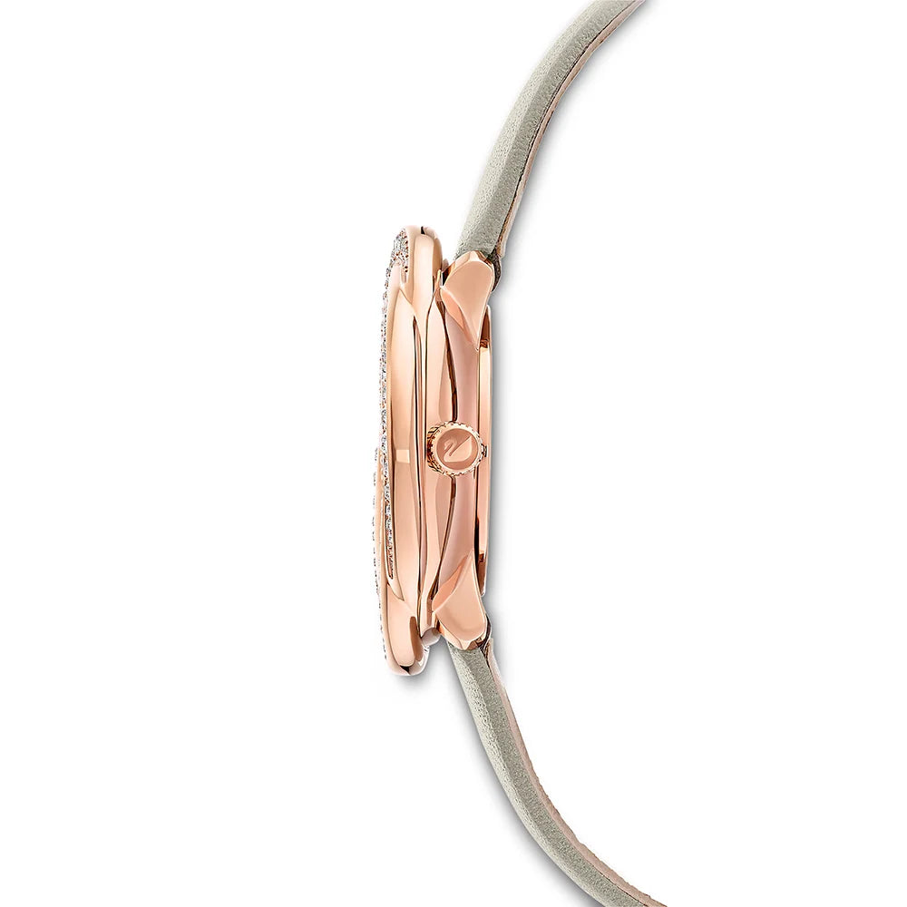 Swarovski Crystalline Aura Pave Ring Ivory Dial Rose Gold Tone Women's Watch 5552424
