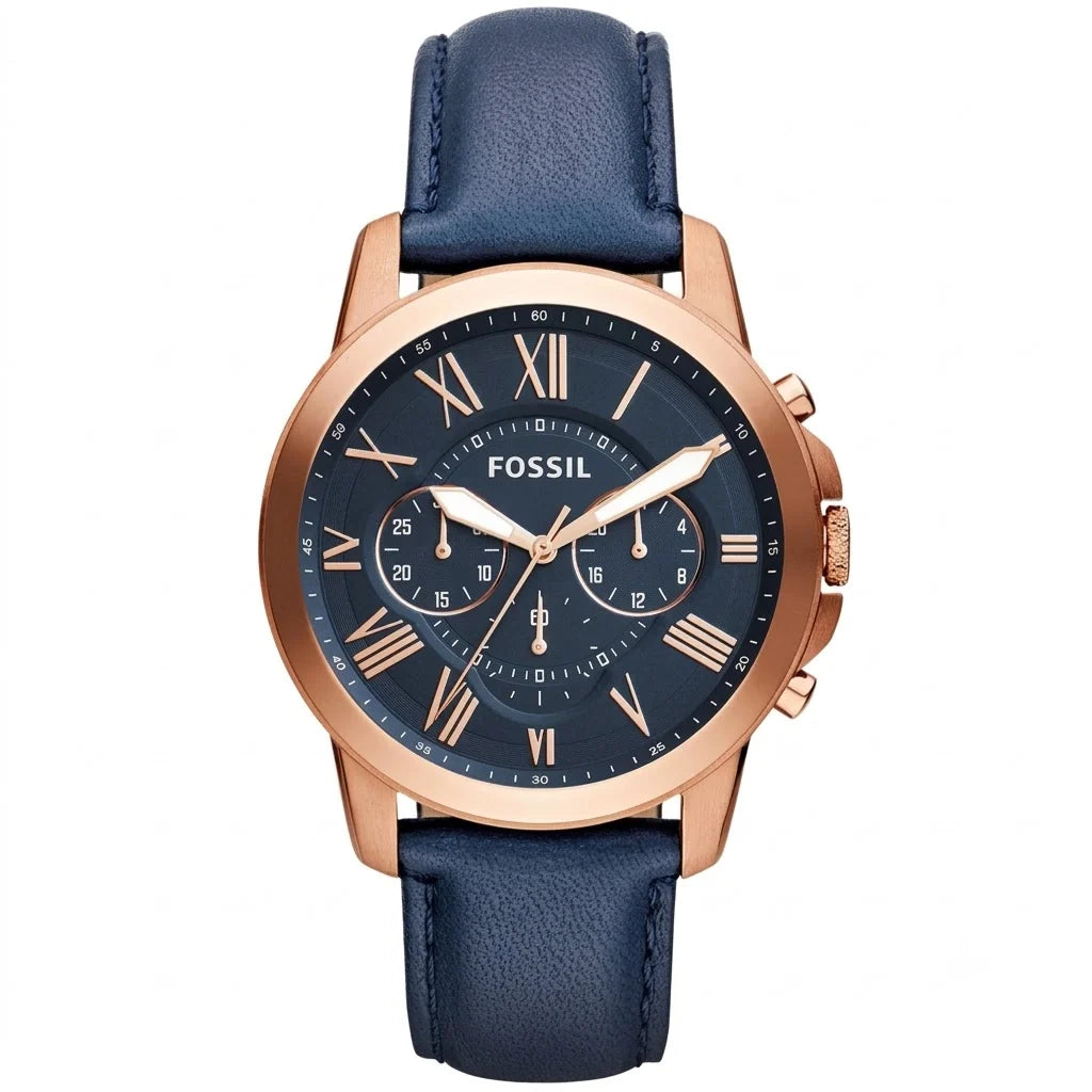 Fossil Grant Multi-Function Navy Dial Navy Leather Watch FS4835