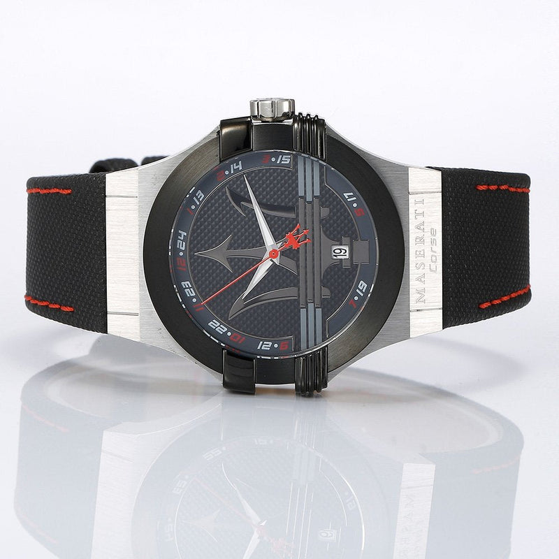 Maserati Potenza Black Dial Leather Strap Men's Watch R8851108001