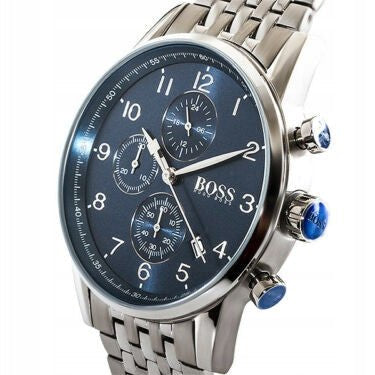 Hugo Boss Navigator Chronograph Blue Dial Silver Steel Strap Watch for Men - 1513498 1513498 - Image 9
