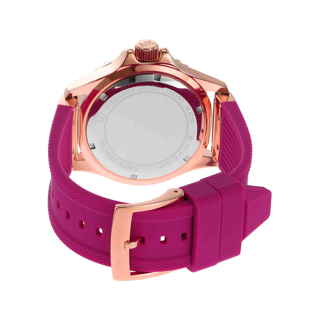 Michael Kors Oversized Everest Pavé Fuchsia Silicone Strap Women's Watch - MK7441