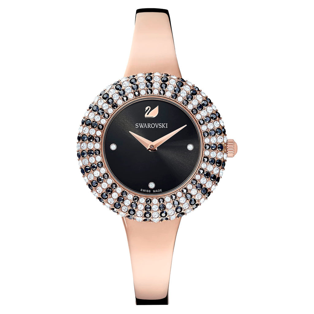 Swarovski Crystal Rose Sparkling Micro-Pave Black Dial Rose Gold Tone Women's Watch 5484050
