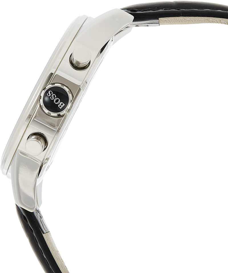 Hugo Boss Jet Black Dial Leather Strap Men's Watch HB1513282 - The Watches Men & CO #3