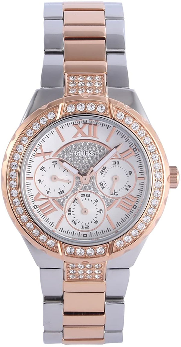 GUESS Women's  Sparkling Hi-Energy Silver- And Rose Gold-Tone Watch  W0111l4 - Big Daddy Watches