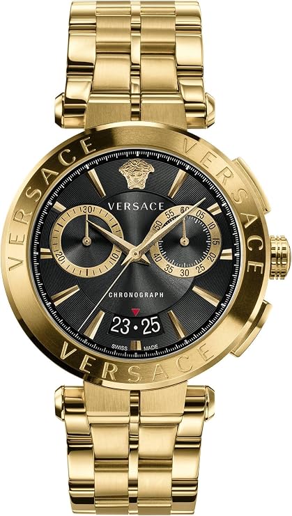 Versace Aion Chronograph Gold Black Dial Men's Watch - VE1D01721