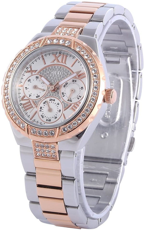 GUESS Women's  Sparkling Hi-Energy Silver- And Rose Gold-Tone Watch W0111l4 - Big Daddy Watches #2