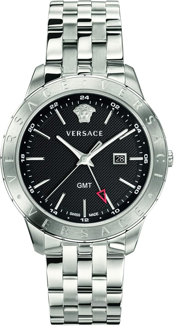 Versace Quartz Silver Steel Black Dial Men's Watch VEBK00418