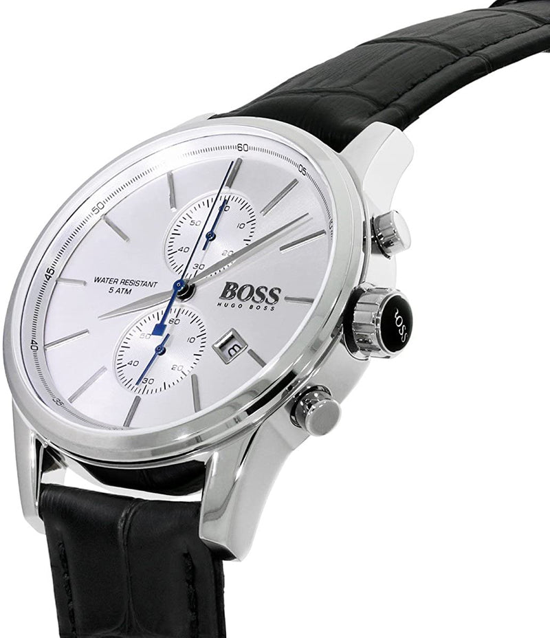 Hugo Boss Jet Black Dial Leather Strap Men's Watch HB1513282 - The Watches Men & CO #4