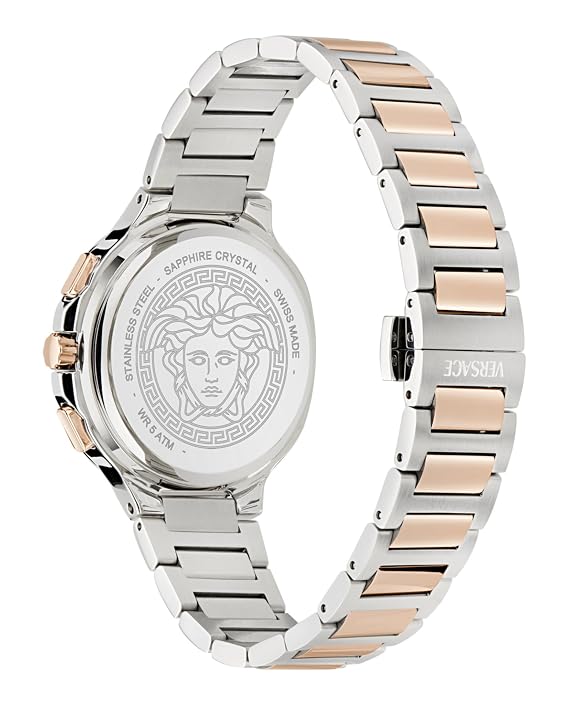 Versace V-Chrono Square Chronograph Quartz Rose Gold Dial Watch VEVCA0524