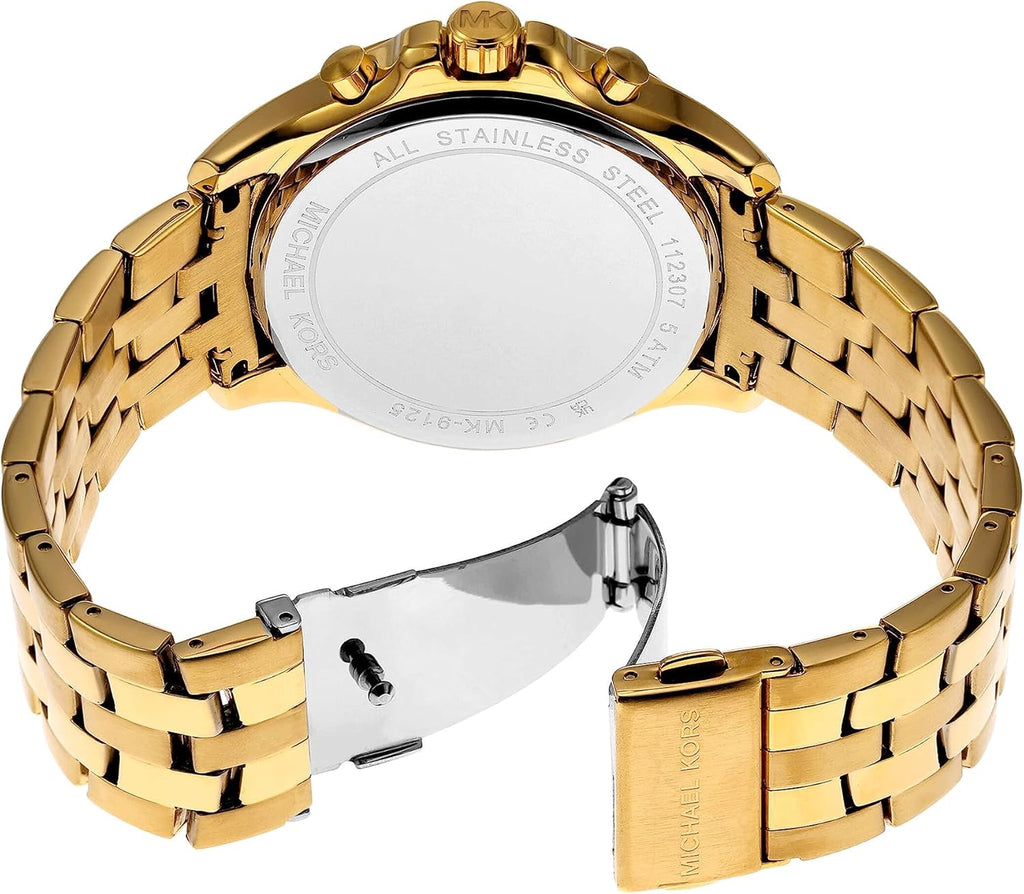 Michael Kors Oversized Pilot Chronograph Blue Dial Gold Men's Watch - MK9125