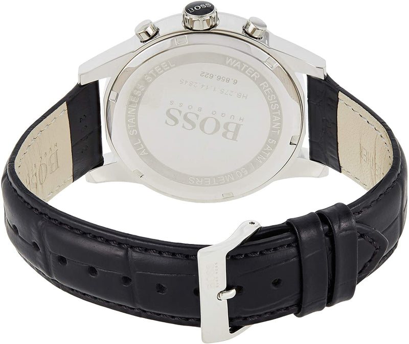 Hugo Boss Jet Black Dial Leather Strap Men's Watch HB1513279 - The Watches Men & CO #2