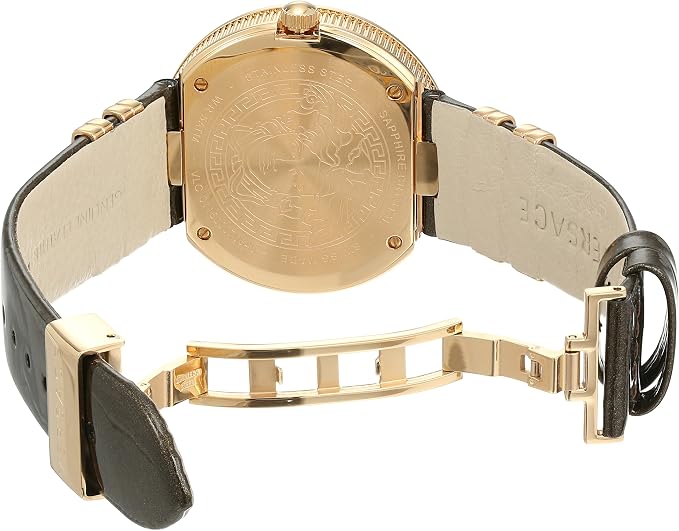Versace V Metal Icon Gold Dial Brown Strap Women's Watch - VLC130016
