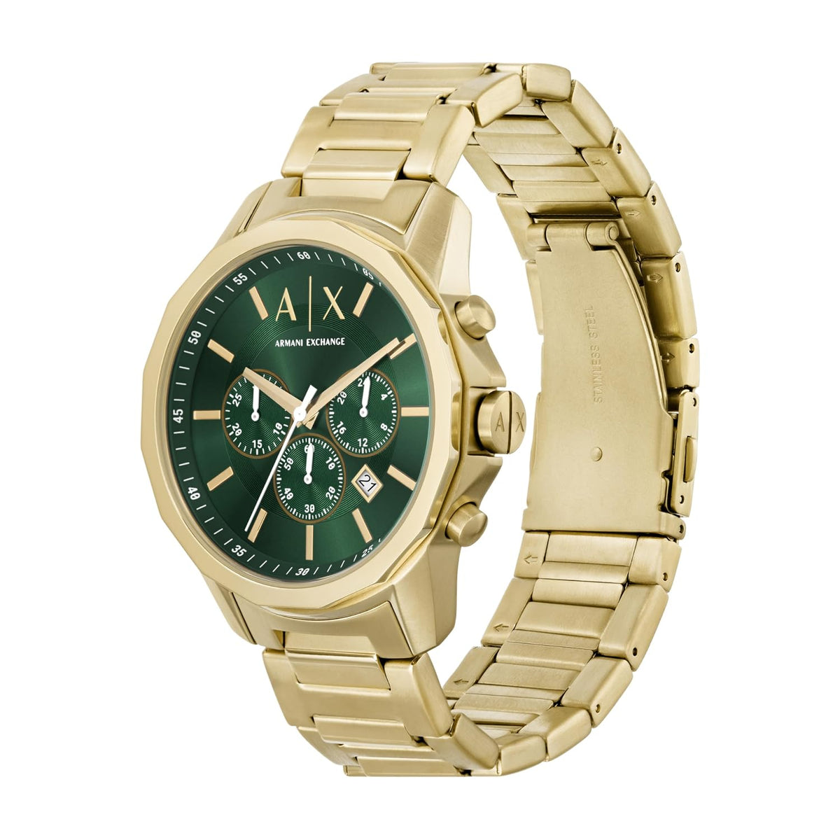 Armani Exchange Banks Chronograph Gold-Tone Green Dial Watch - AX1746