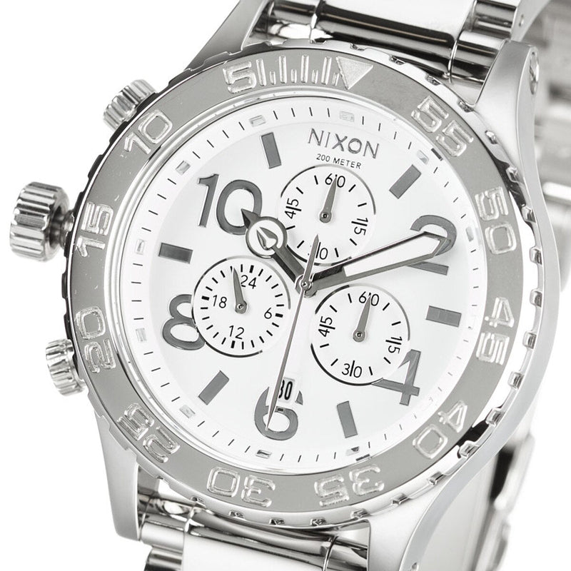 Nixon 42-20 Chrono High Polish White Silver Men's Watch A037-945