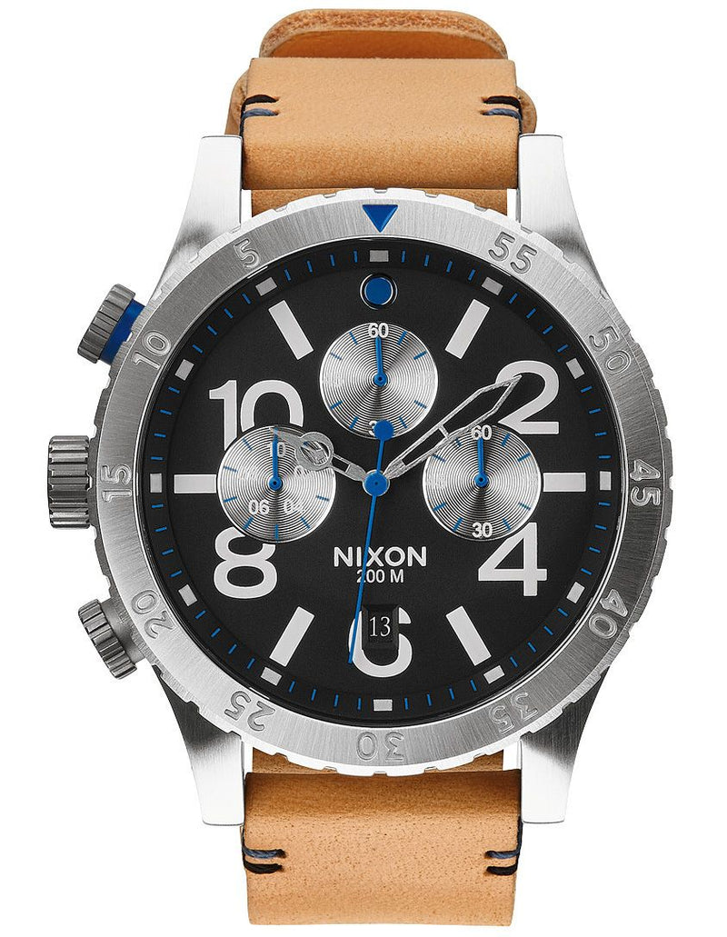 Nixon 48-20 Chronograph Black Dial Tan Leather Men's Watch A363-1602