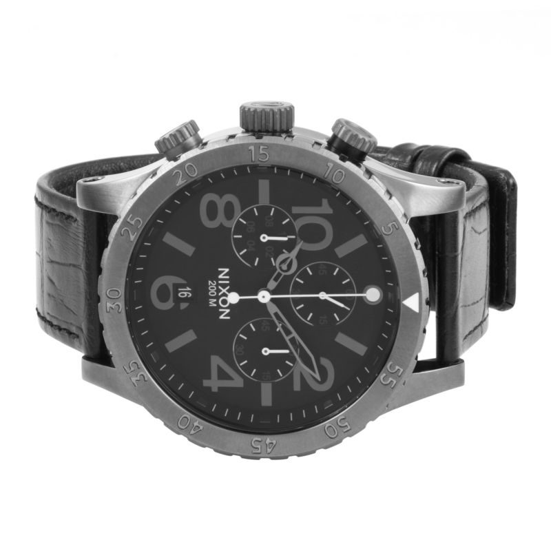 Nixon 48-20 Chrono Leather Black Gator Men's Watch A363-1886