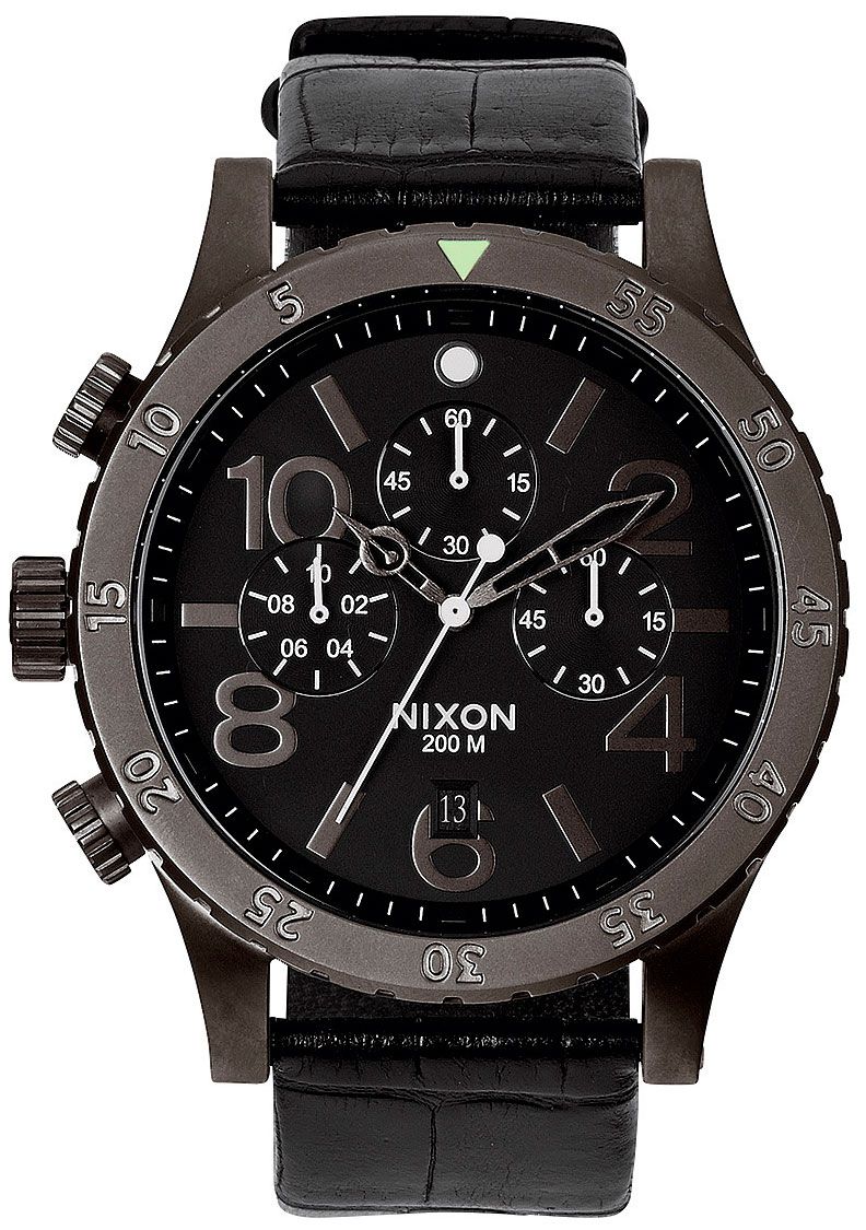 Nixon 48-20 Chrono Leather Black Gator Men's Watch A363-1886