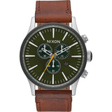 Nixon Sentry Brown Leather Chronograph Men's Watch A405-2334