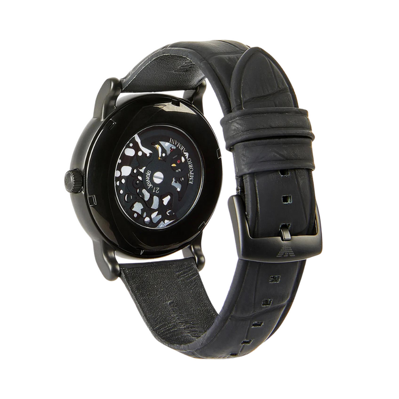 Emporio Armani Luigi Automatic Black Leather Men's Watch AR60008 - The Watches Men & CO #3