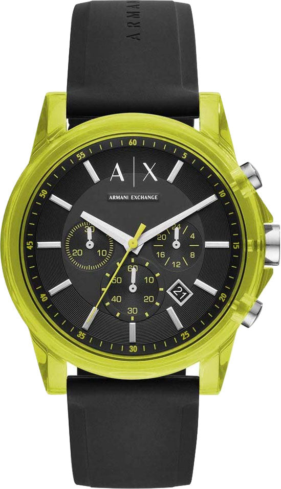 Armani Exchange Outer Banks Chronograph Black Silicone Men's Watch - AX1337