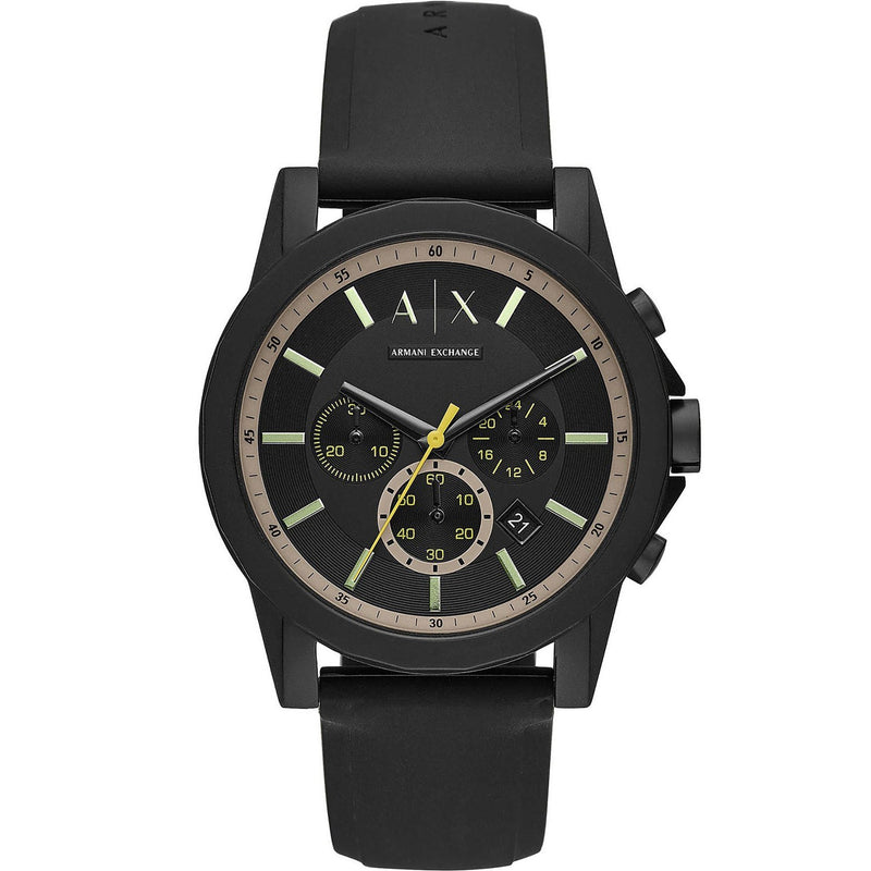 Armani Exchange Outer Banks Chronograph Black Silicone Men's Watch - AX1343