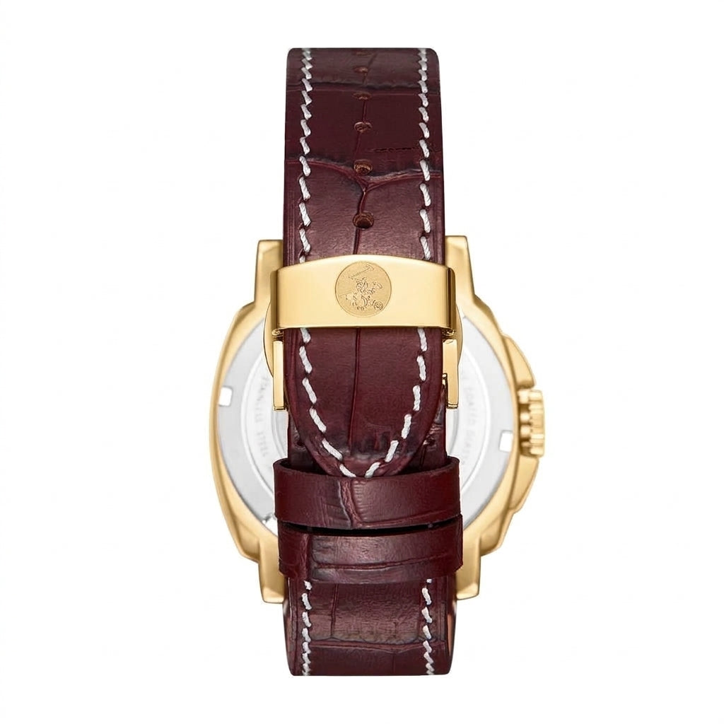 Beverly Hills Polo Club 5 Years Gold Red Leather Watch BP3867X.162