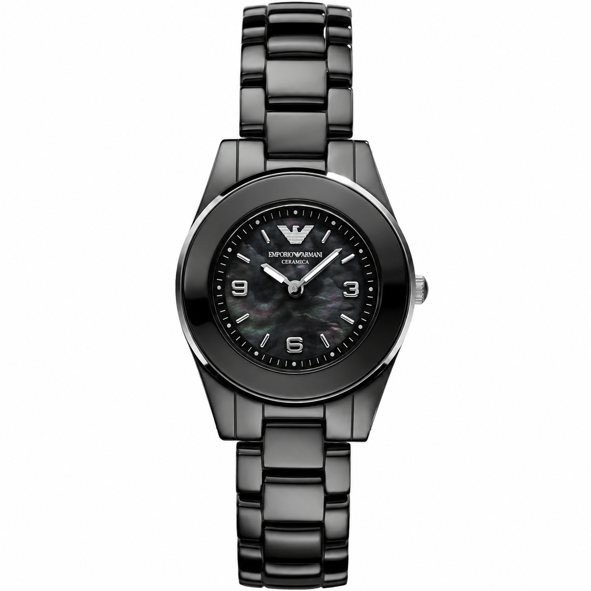 Emporio Armani Leo Small Black Ceramic Women's Watch - AR1438