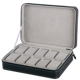 6/10/12 Slots Zipper Closure Watch Storage Box