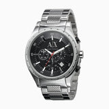 Armani Exchange Silver Chronograph Black Dial Men's Watch AX1057