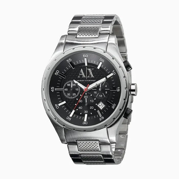 Armani Exchange Silver Chronograph Black Dial Men's Watch AX1057