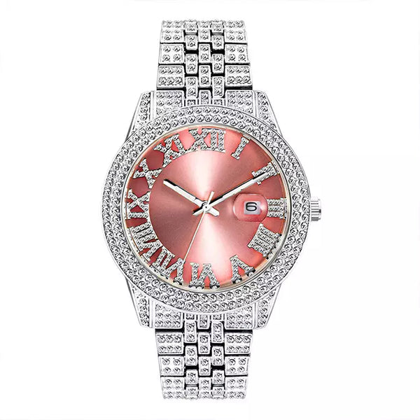 Big Daddy Bling Silver Roman Numeral Watch