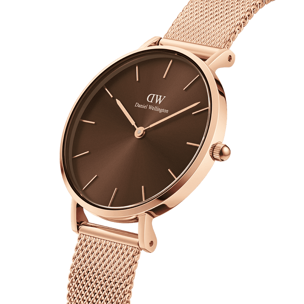 Daniel Wellington Petite Amber Brown Dial 32mm Rose Gold Watch DW00100477