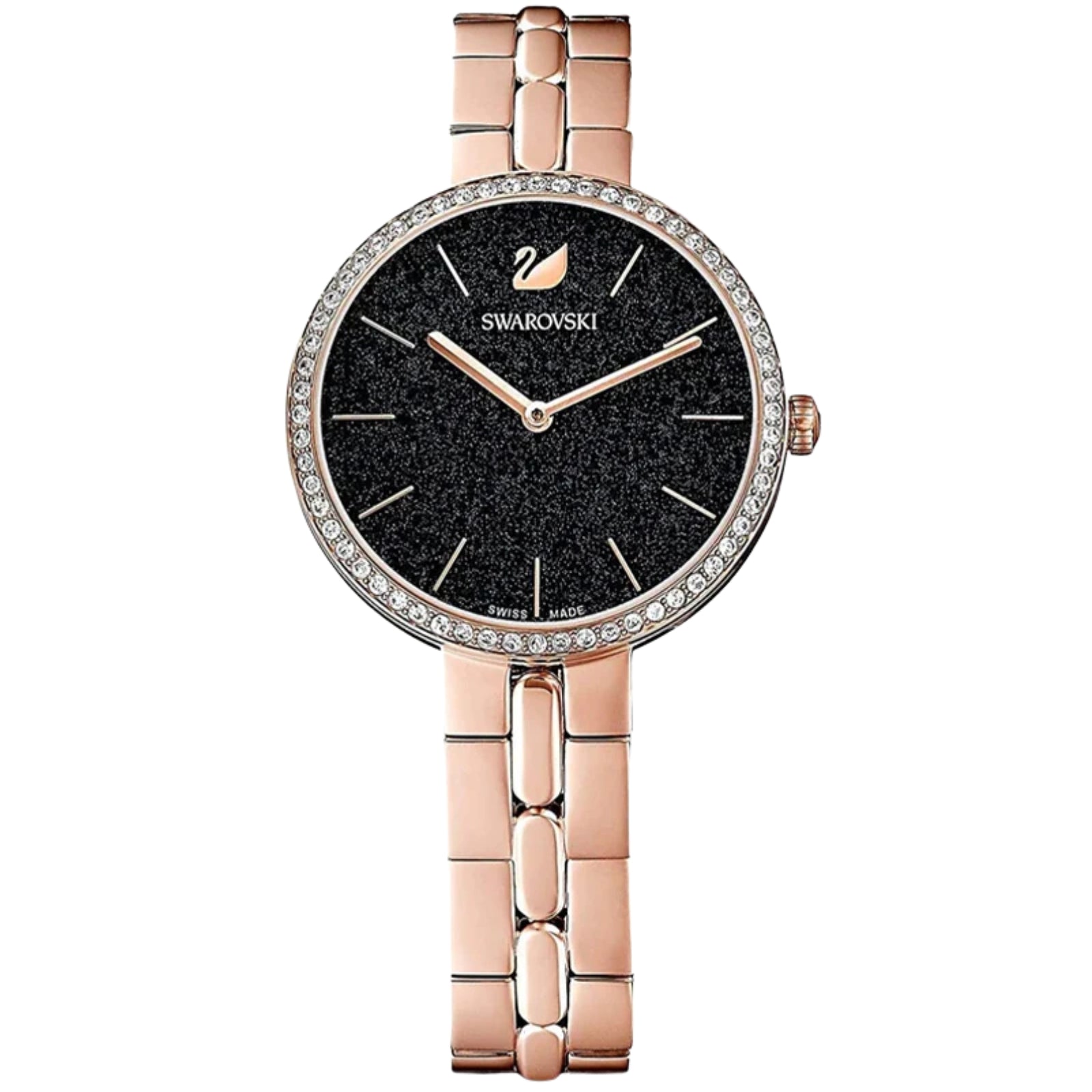 Swarovski Crystal Rose Sparkling Pave Black Dial Rose Gold Tone Women's Watch - 5517797
