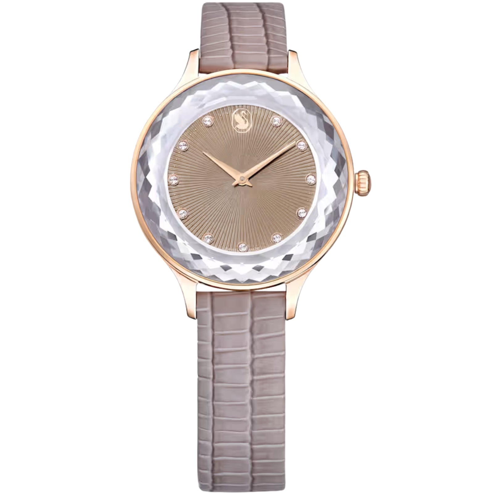 Swarovski Octea Nova Sapphire Glass Bezel Taupe Dial Rose Gold Tone Women's Watch 5649999