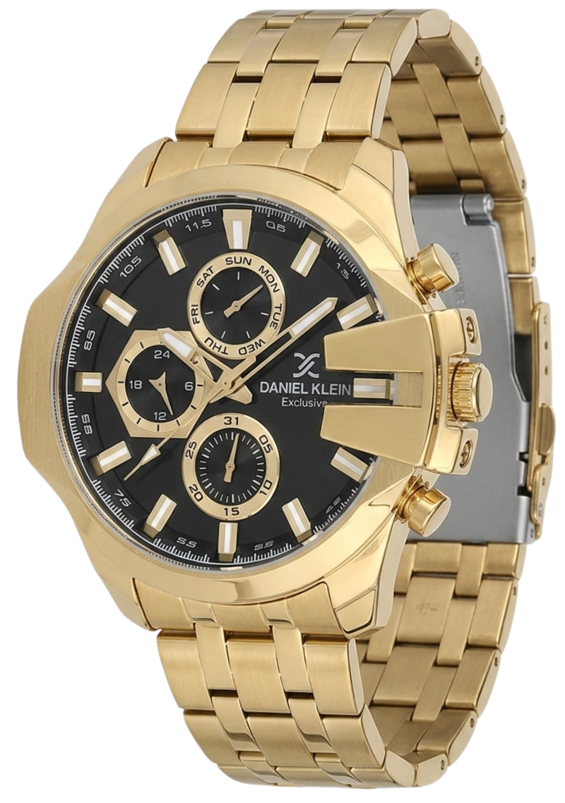 Daniel Klein Exclusive Multifunction Black Dial Gold Watch - DK.1.13848-5