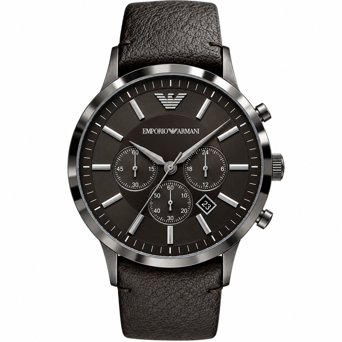 Emporio Armani Sportivo Dark Brown Dial Brown Leather Men's Watch AR2462