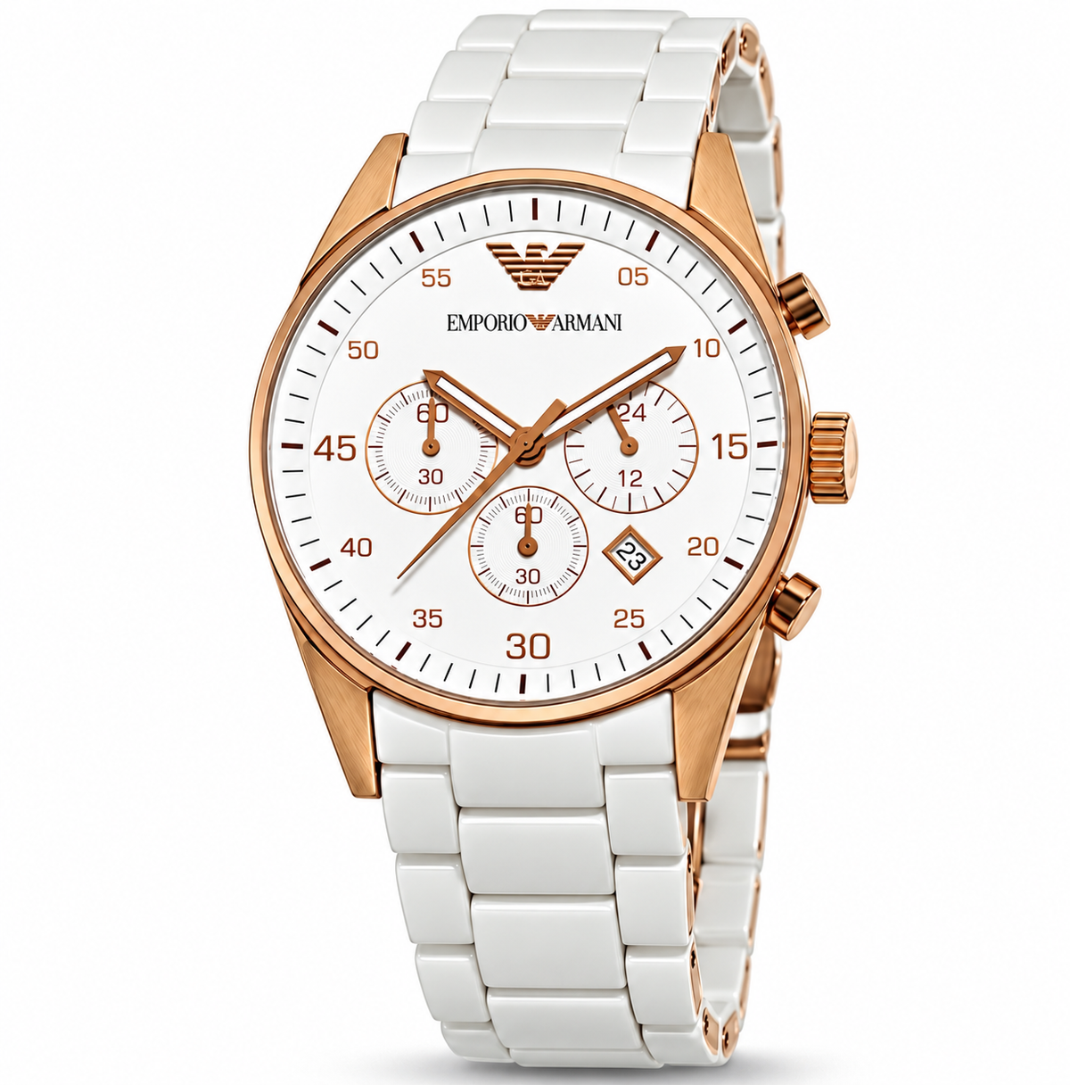 Emporio Armani Sport Chronograph White Silicone-wrapped Stainless Men's Watch AR5919