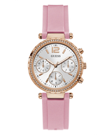 Guess Clarity Pink Tone Silicone Strap Women's Watch GW0109L2