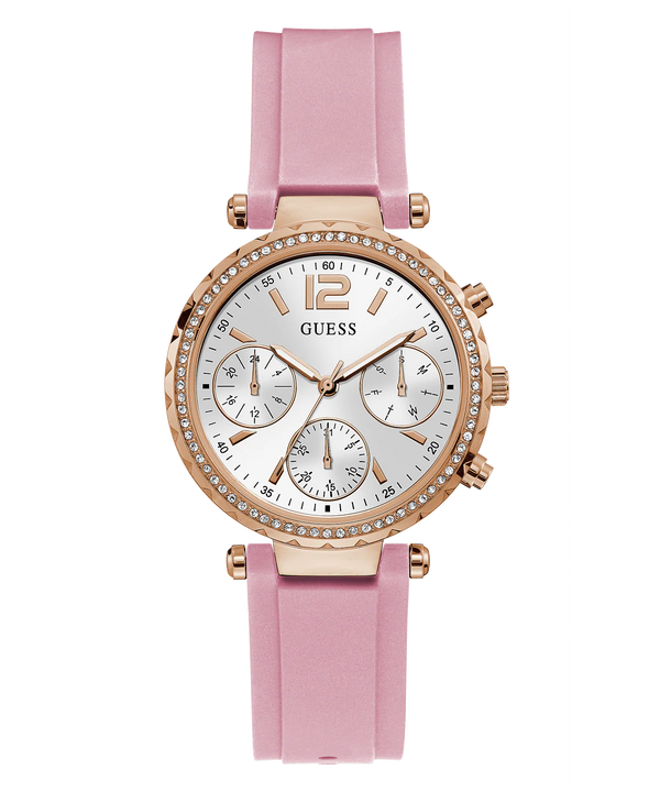 Guess Clarity Pink Tone Silicone Strap Women's Watch GW0109L2