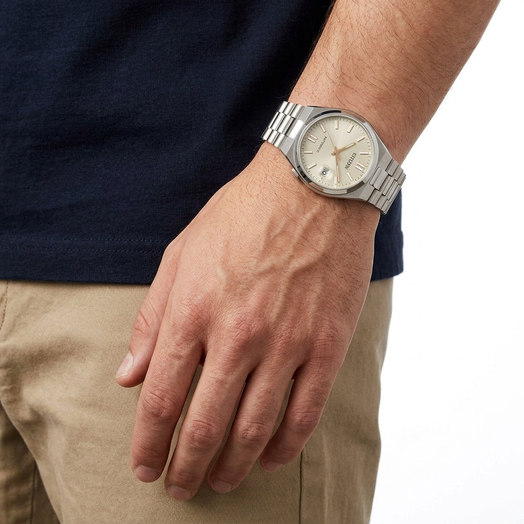 Citizen Tsuyosa Automatic 40mm Beige Dial Stainless Steel Men’s Watch – NJ0151-88W