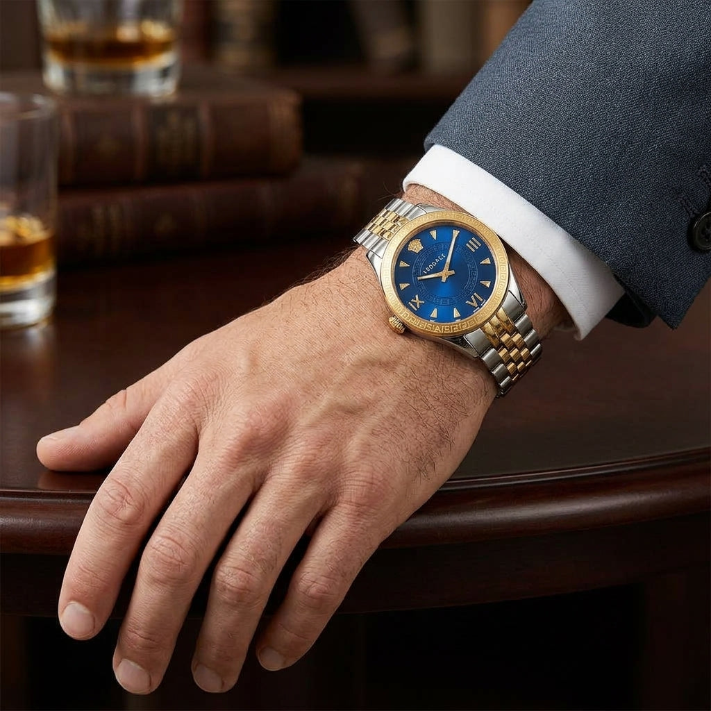 Versace Hellenyium Quartz Blue Dial Two-Tone Ladies Watch VE2S00522