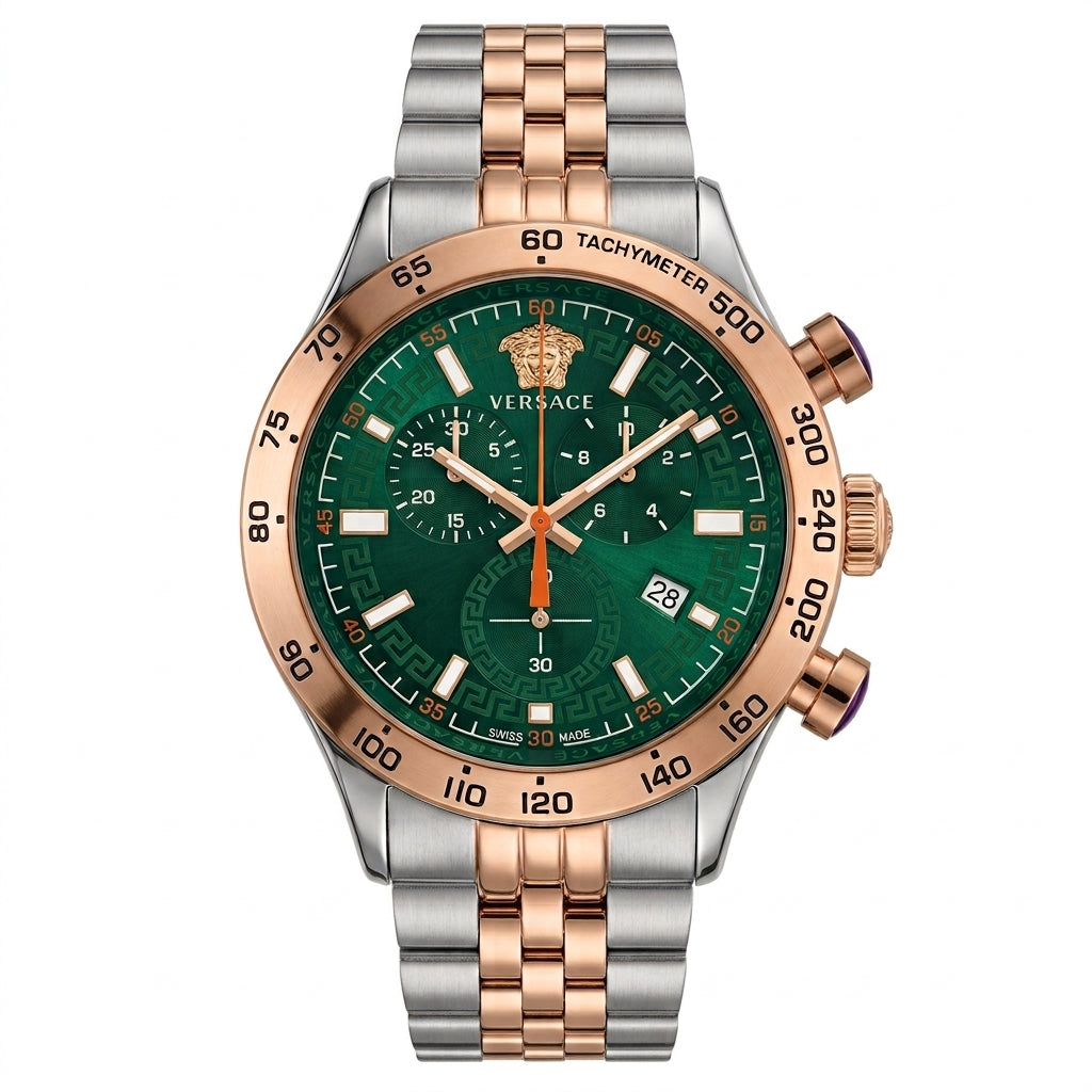 Versace Hellenyium Chronograph Quartz Green Dial Men's Watch VE2U00924