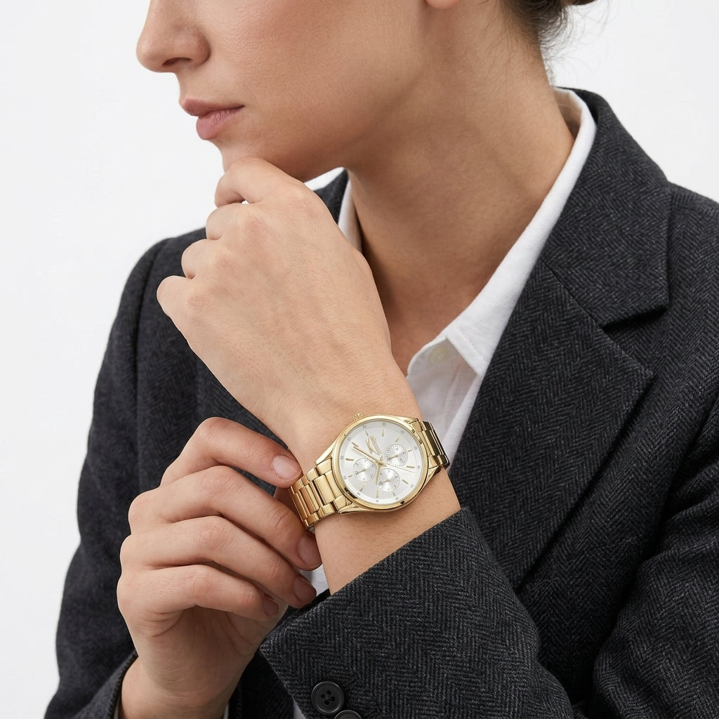 Slazenger Carolina Multifunction Silver Dial Gold Watch - Sl.09.2229.4.05