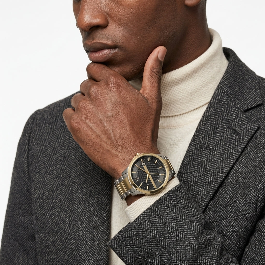 Armani Exchange Hampton Date black Dial Two-Tone  Watch - AX2453