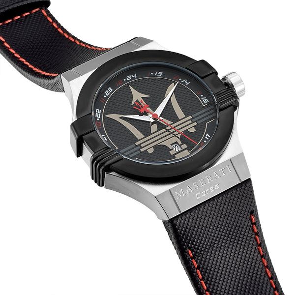 Maserati Potenza Black Dial Leather Strap Men's Watch R8851108001