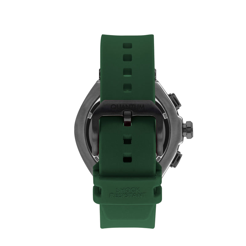 Quantum Hunter Men's Chronograph Green Silicone Strap Watch – HNG1010.656