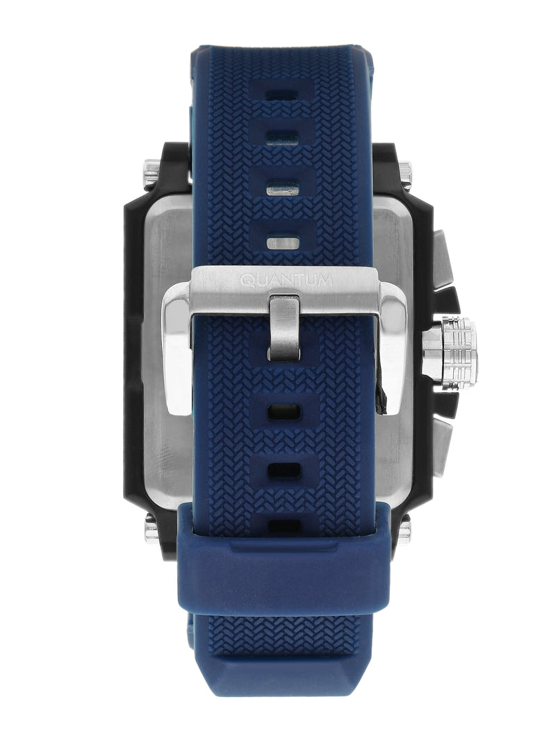 Quantum Men's Blue Dial Silicone Strap Watch – HNG969.090