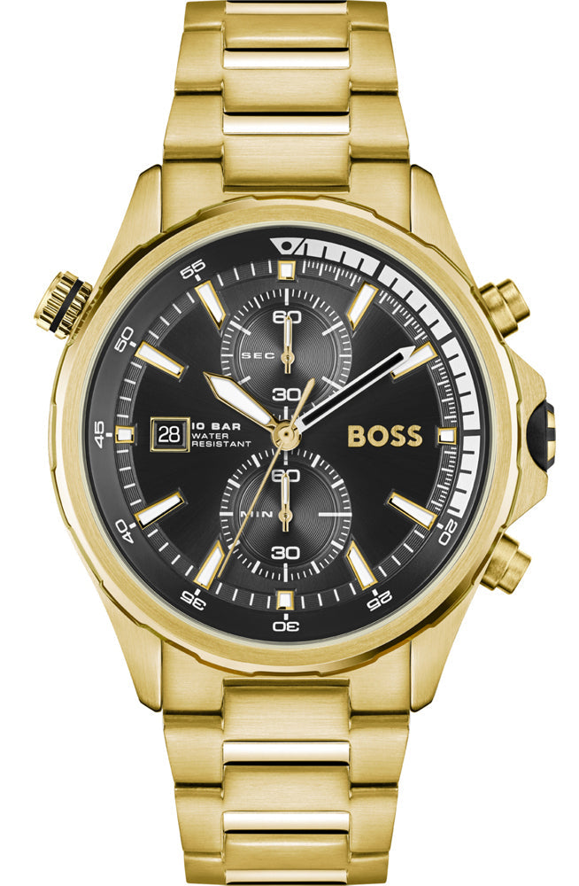 Hugo Boss Globetrotter Gold Chronograph Men's Watch  1513932 - The Watches Men & CO